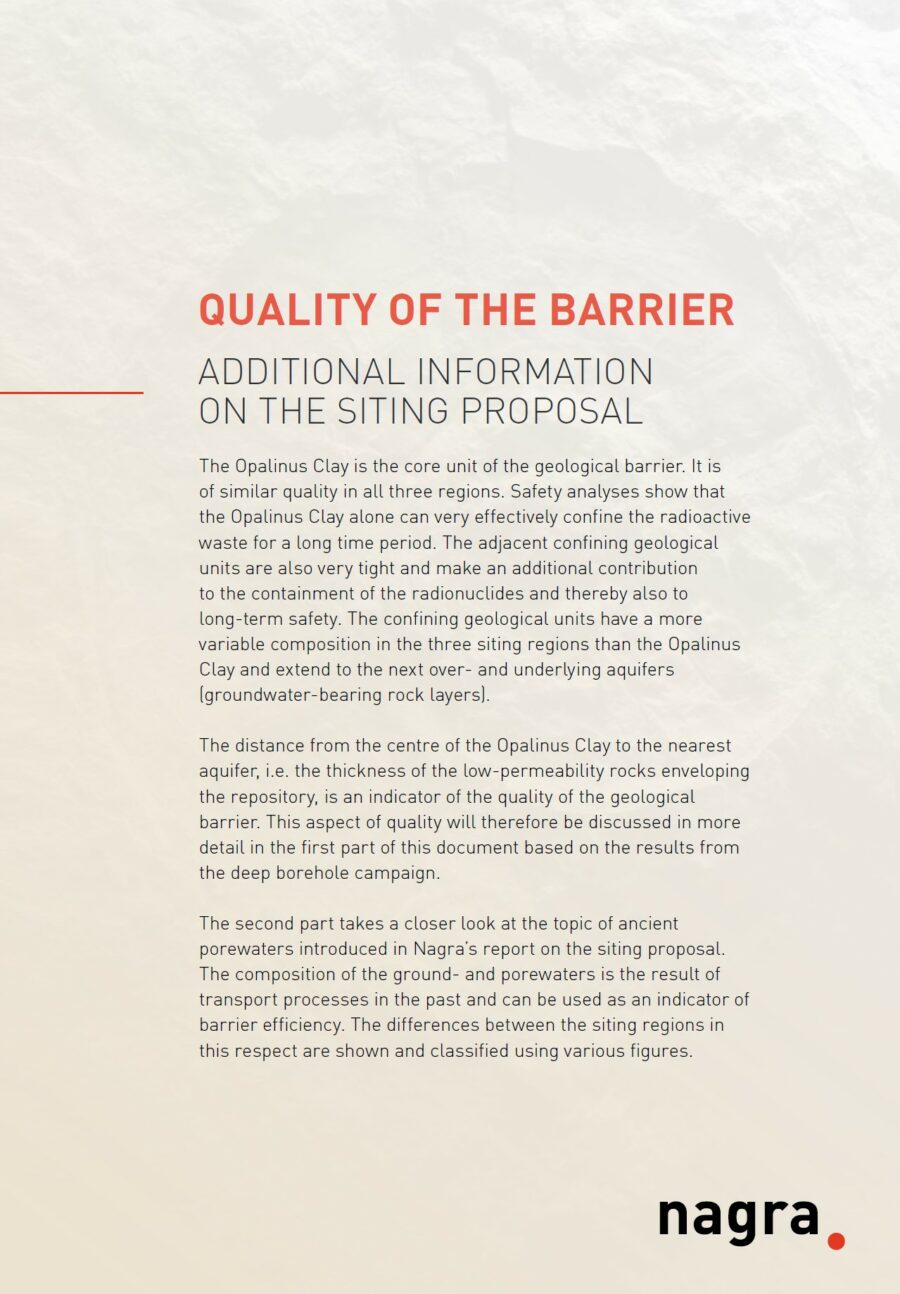 In detail: Quality of the geological barrier